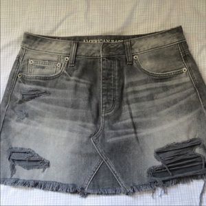 American Eagle Grey Distressed Mini Skirt